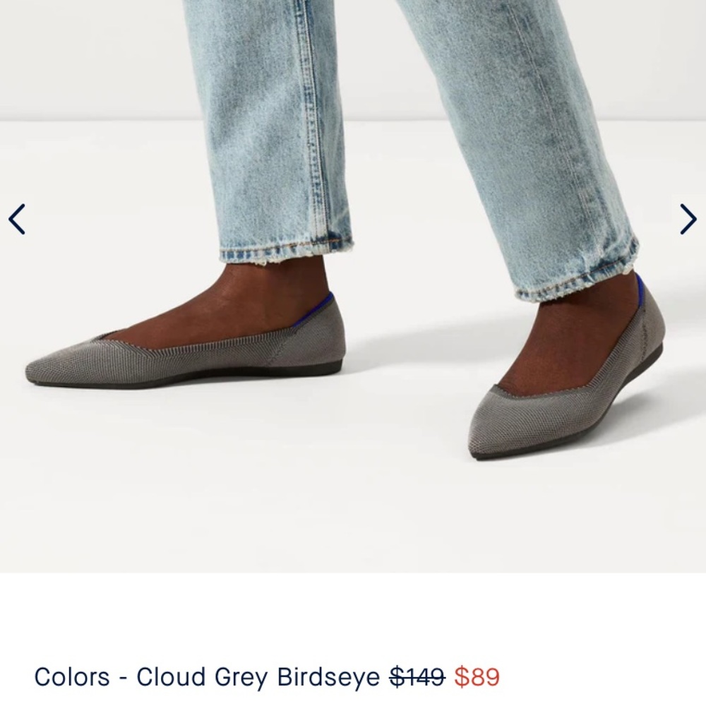 Rothys Point Flats Cloud Grey Birdseye— never worn